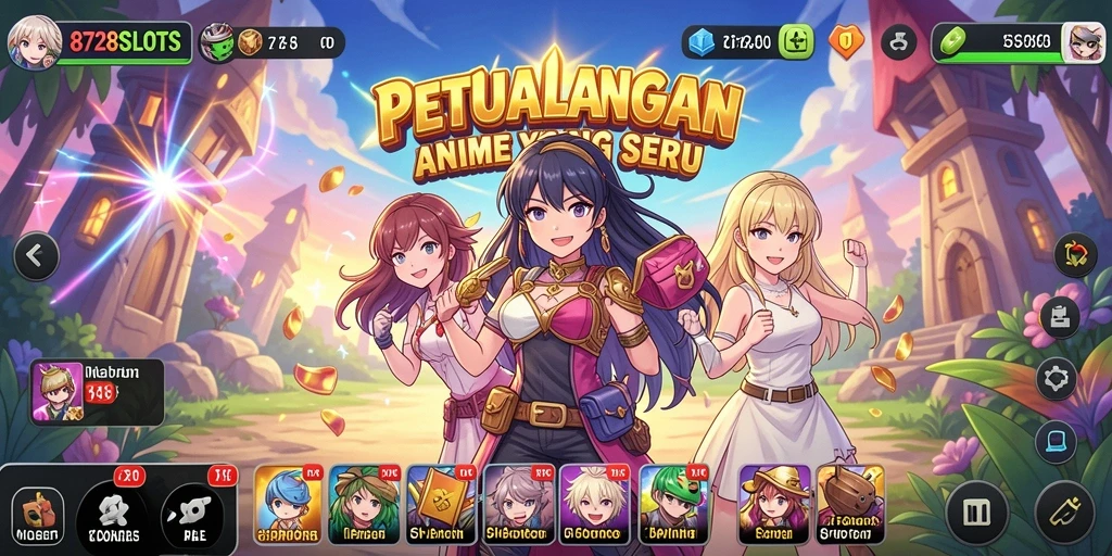 Tampilan menarik dari gameplay 8728SLOTS dengan karakter Anime.