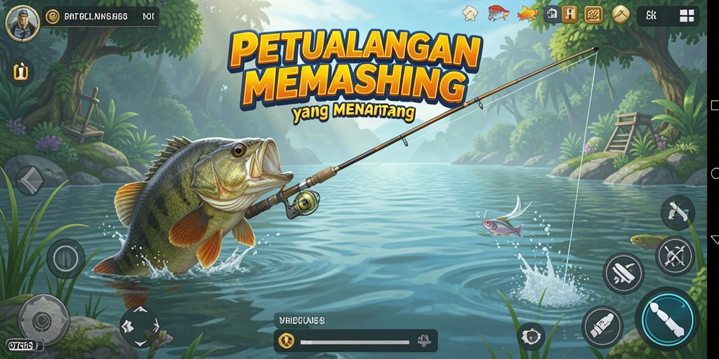 Tampilan gameplay <strong>8768</strong> saat menangkap ikan di laut.