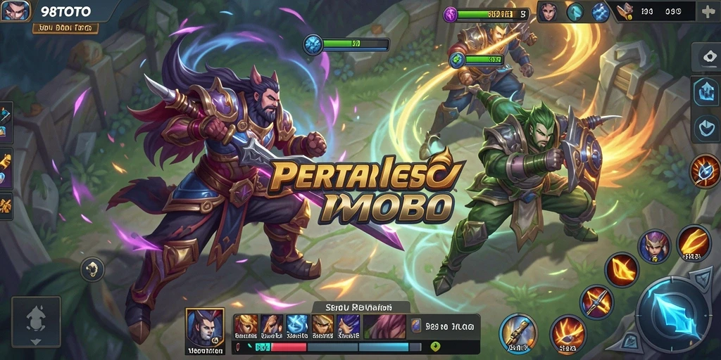 Tangkapan layar <strong>98TOTO</strong> menunjukkan aksi seru di battlefield MOBA.