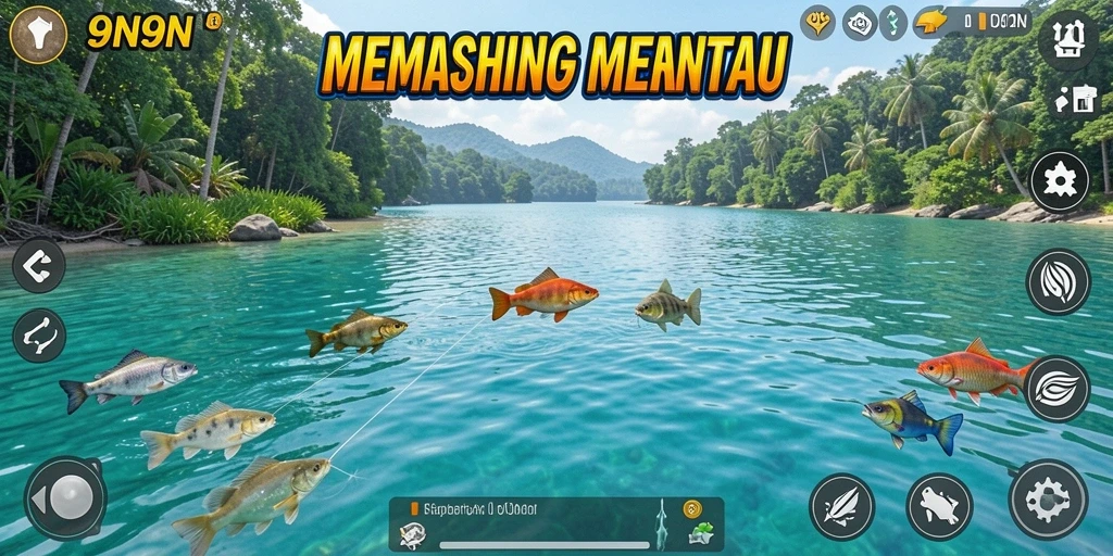 Screenshot menunjukkan gameplay memancing dalam <strong>9N9N</strong> yang menarik.
