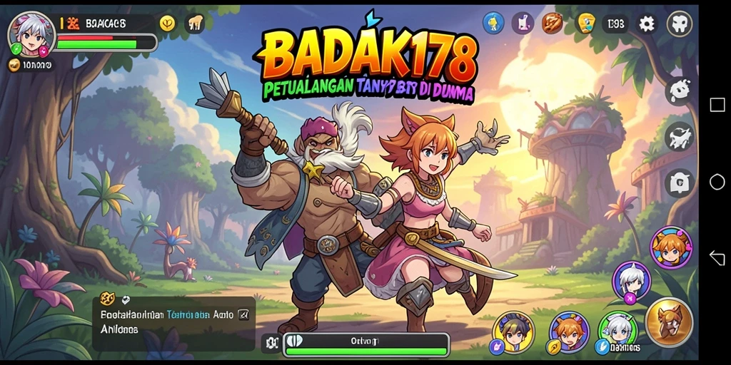 Tampilan dinamis dari gameplay BADAK178 dengan karakter anime.