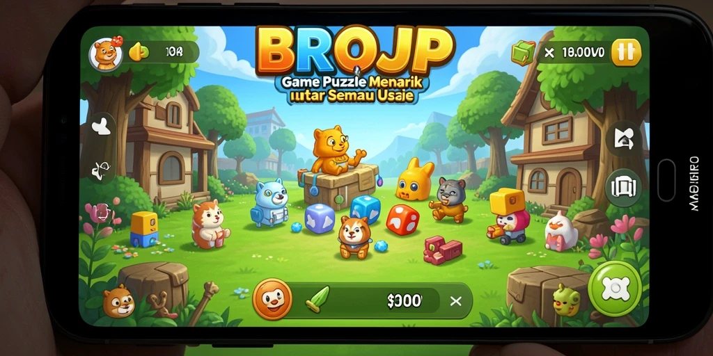 Tampilan gameplay BROJP yang penuh warna dan menantang teka-teki.