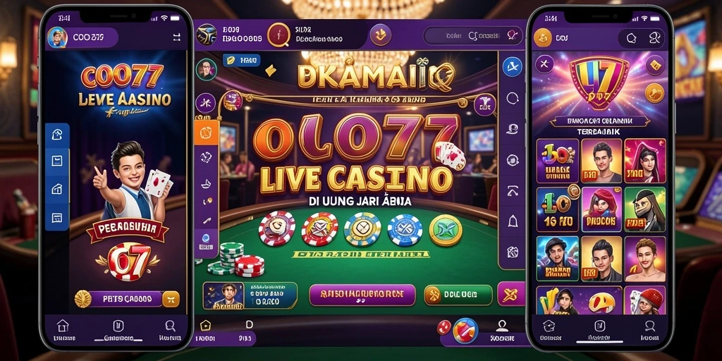 Screenshot gameplay COO77 menampilkan dealer dan pemain dalam suasana kasino langsung.