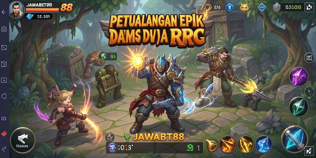 Tangkapan layar gameplay RPG JAWABET88 yang mendebarkan dan penuh aksi.