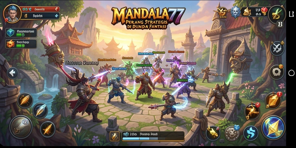Tampilan gameplay menarik dalam <strong>MANDALA77</strong> menampilkan pertempuran strategis yang menegangkan.