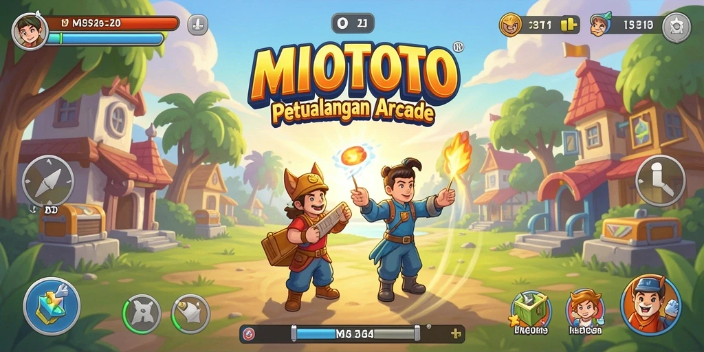 Tangkapan layar gameplay MIOTOTO yang penuh warna dan dinamis.