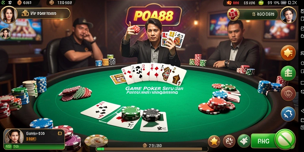 Screenshot utama POA88 menampilkan gameplay poker yang mendebarkan.