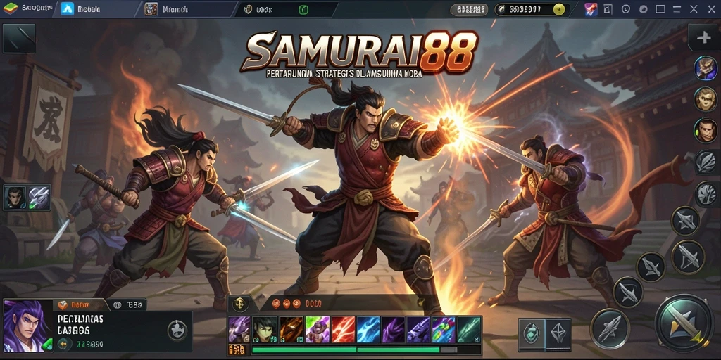 Screenshot gameplay menarik dari SAMURAI88 yang menunjukkan pertarungan intens tim.
