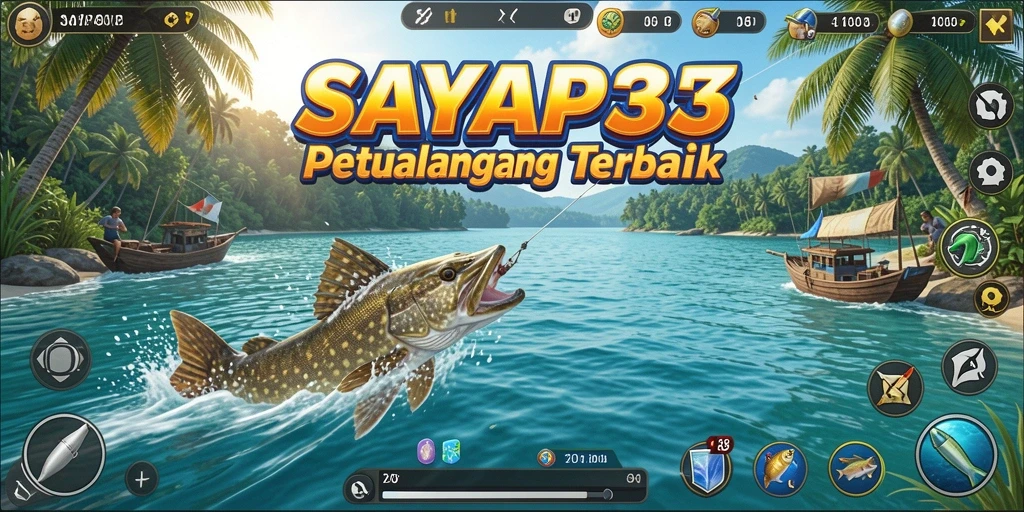Screenshot gameplay SAYAP33 yang menunjukkan aksi memancing yang seru.