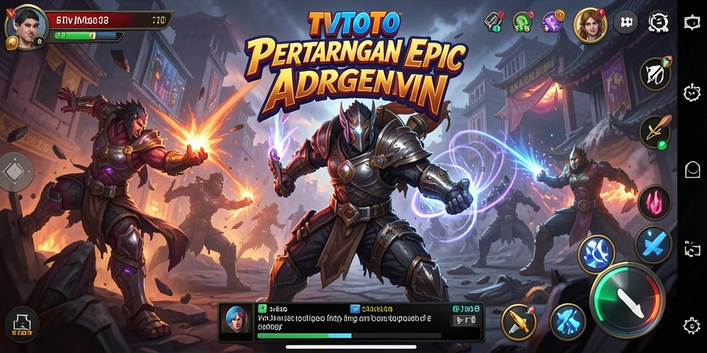 Tangkapan layar laga seru gameplay TVTOTO dengan aksi pertarungan intens.