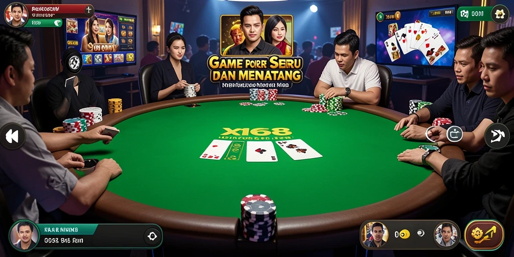 Tampilan gameplay Poker seru di X168 dengan pemain dari seluruh dunia.