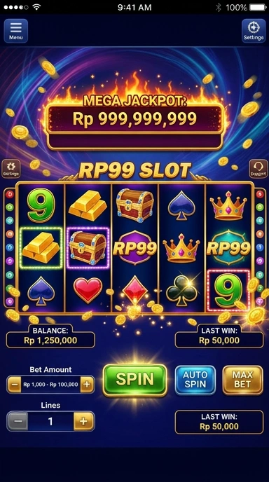 Tampilan utama aplikasi rp99 dengan berbagai pilihan aplikasi.